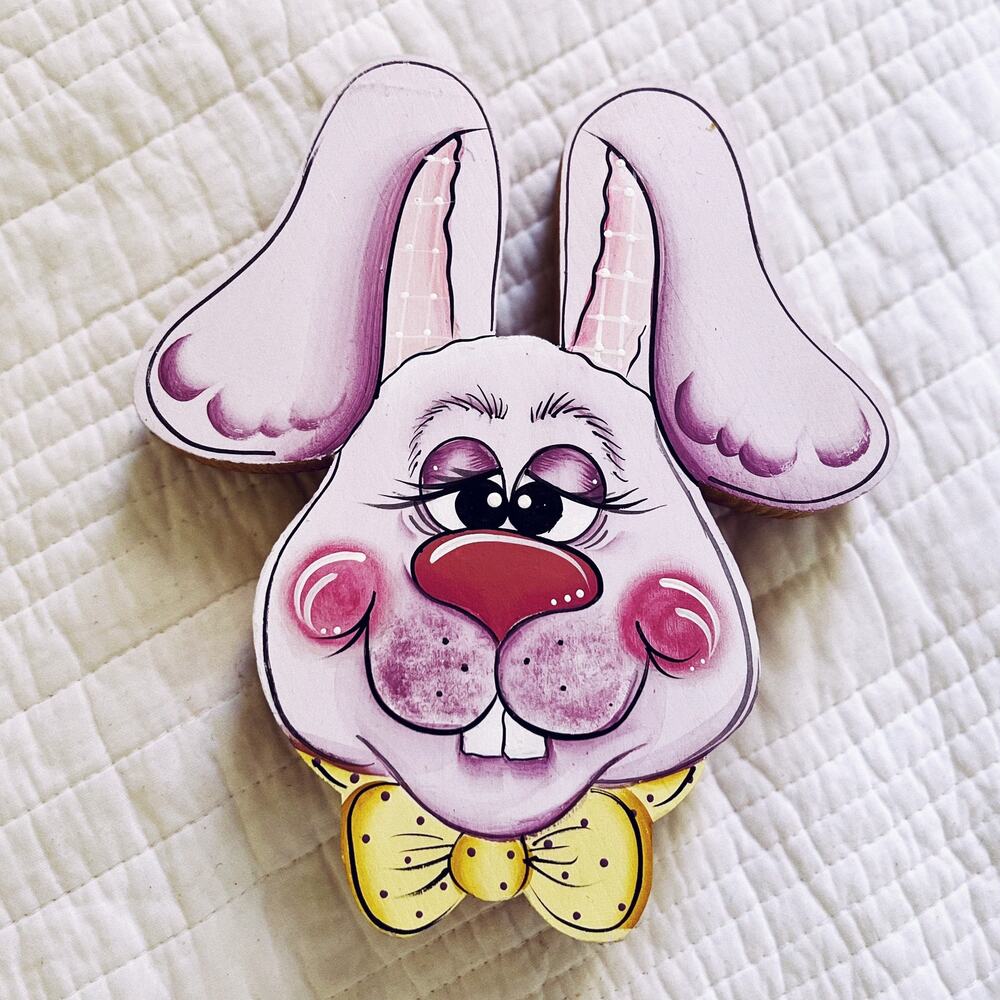 Vintage Handmade Wood Easter Bunny Decoration